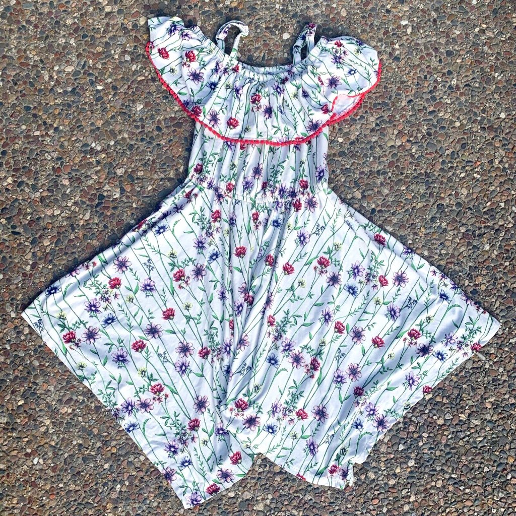 Bcbg Girls White Floral Dress Spaghetti Strap Sleeveless Size S (7/8)